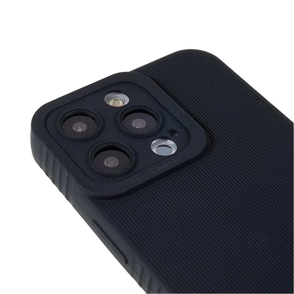 For iPhone 13 Pro 6.1 inch Anti-slip Straight Edge Toothpick Texture TPU Case Drop Resistant Precise Cutouts Phone Cover - Black-7