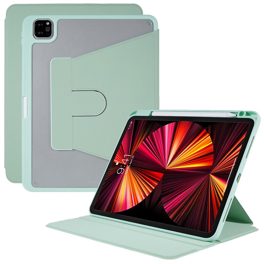 MUTURAL for iPad Air (2020) / (2022) / Pro 11 (2020) / (2021) / (2022) Slim Stand Protective Cover Clear Transparent Back Shell with Built-in Pencil Holder - Green