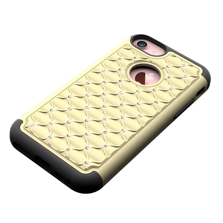 Rhinestone Decoration Silicone + PC Hybrid Phone Cover for iPhone 7 4.7 inch - Gold-3