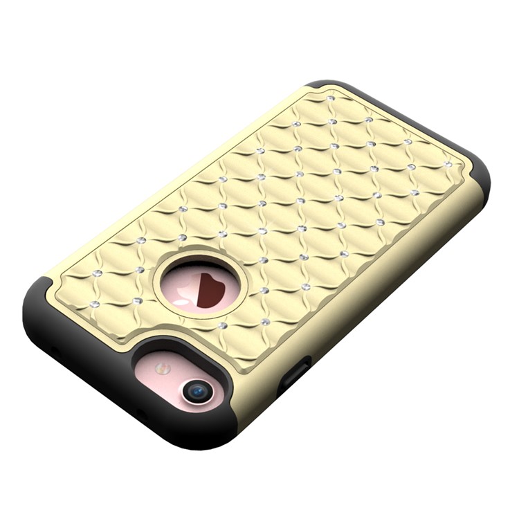Rhinestone Decoration Silicone + PC Hybrid Phone Cover for iPhone 7 4.7 inch - Gold-4