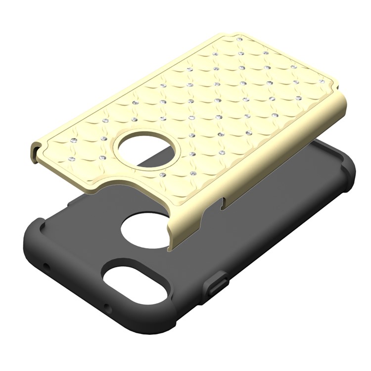 Rhinestone Decoration Silicone + PC Hybrid Phone Cover for iPhone 7 4.7 inch - Gold-5
