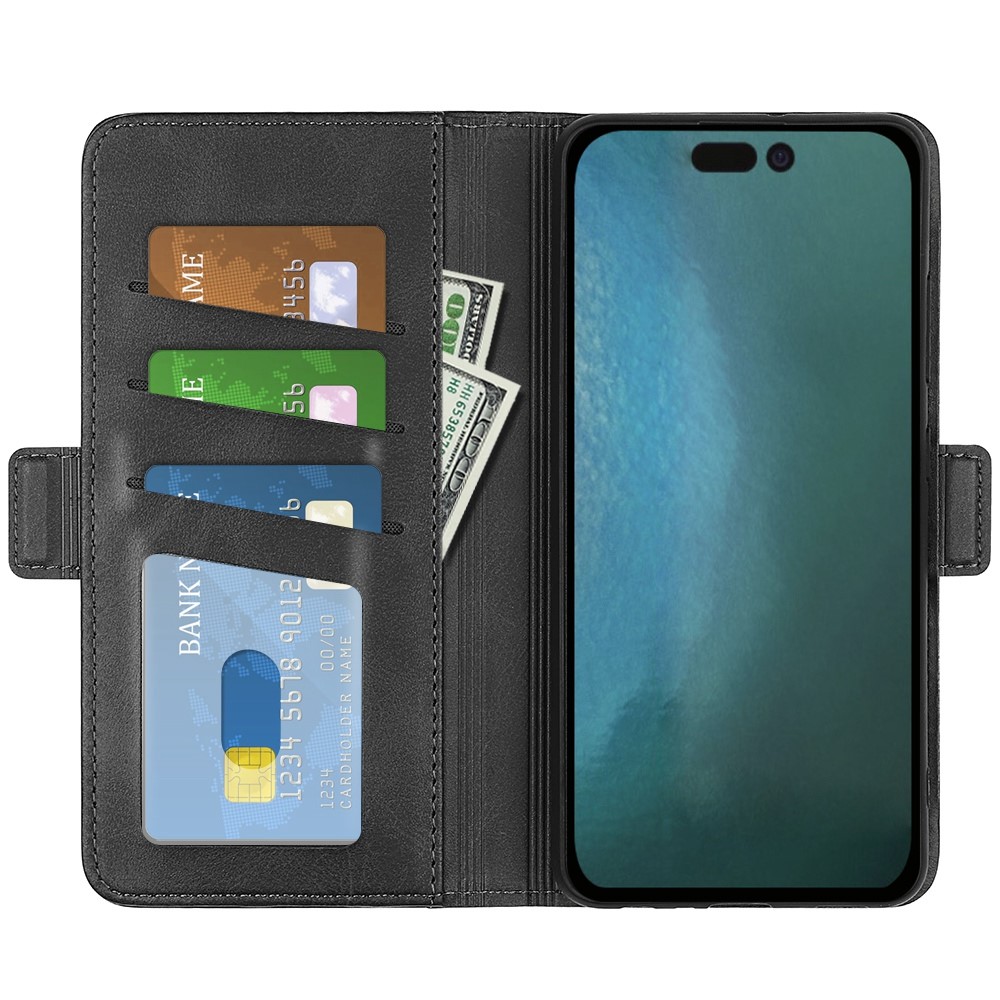 Para IPhone 14 Pro 6,1 Polegadas De Fechamento Magnético Capa De Couro Texturizada Em Suporte Para A Carteira À Prova De Choques Celular Do Estilo Celular. - Preto