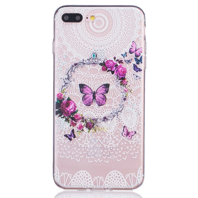 

Embossed Slim TPU Cover for iPhone 8 Plus / 7 Plus 5.5 - Garland, Butterflies and Mandala Pattern
