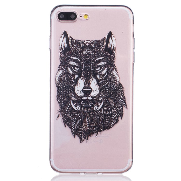 

For iPhone 8 Plus / 7 Plus 5.5 Embossing Patterned TPU Skin Case Cover - Tribal Wolf
