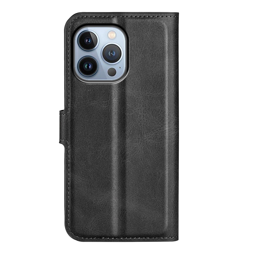For iPhone 14 Pro 6.1 inch Anti-fall Textured PU Leather Phone Case Magnetic Closing Phone Protector with Wallet Stand - Black-8