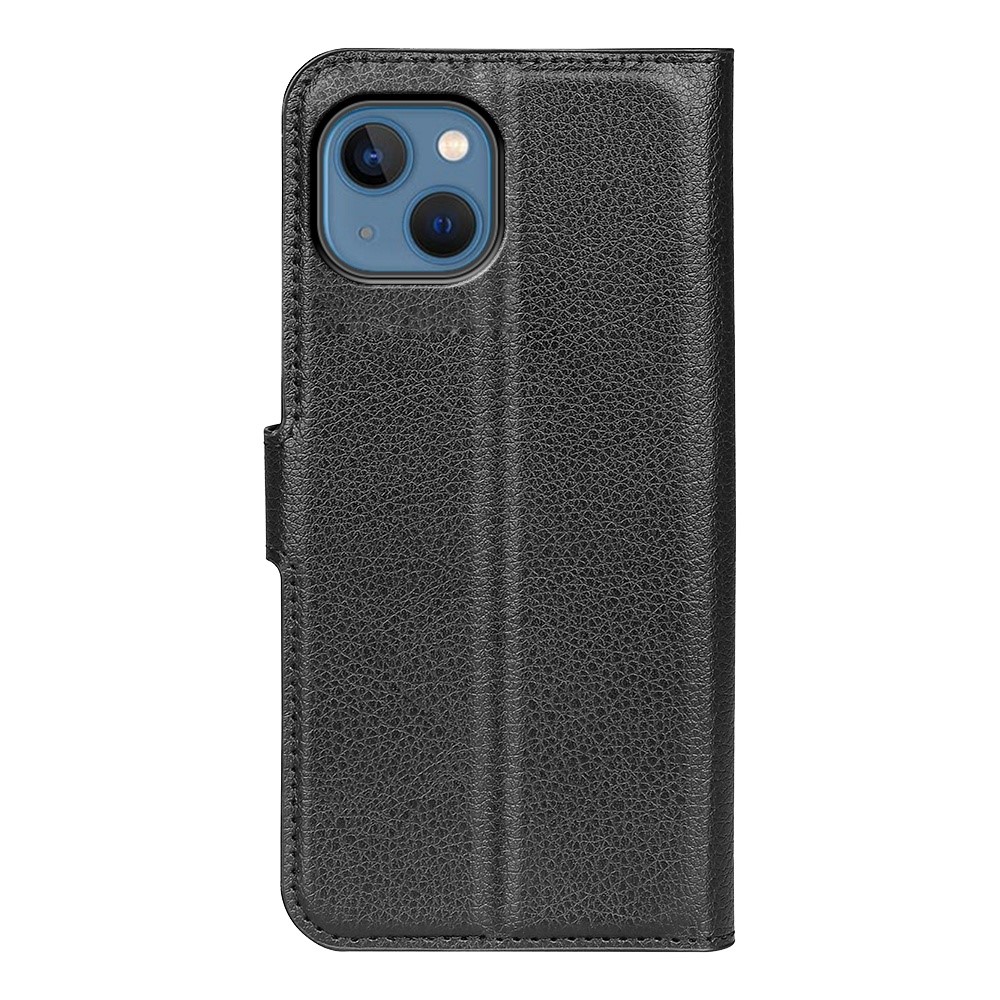 For iPhone 14 6.1 inch PU Leather Wallet Phone Case Litchi Texture Stand All-inclusive Protection Shell - Black-7