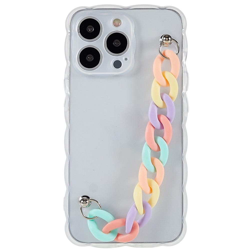 Anti-drop Soft TPU Case for iPhone 13 Pro 6.1 inch Precise Cutout Protective Phone Shell Strap Design Shockproof Phone Cover - Colorful Strap-1