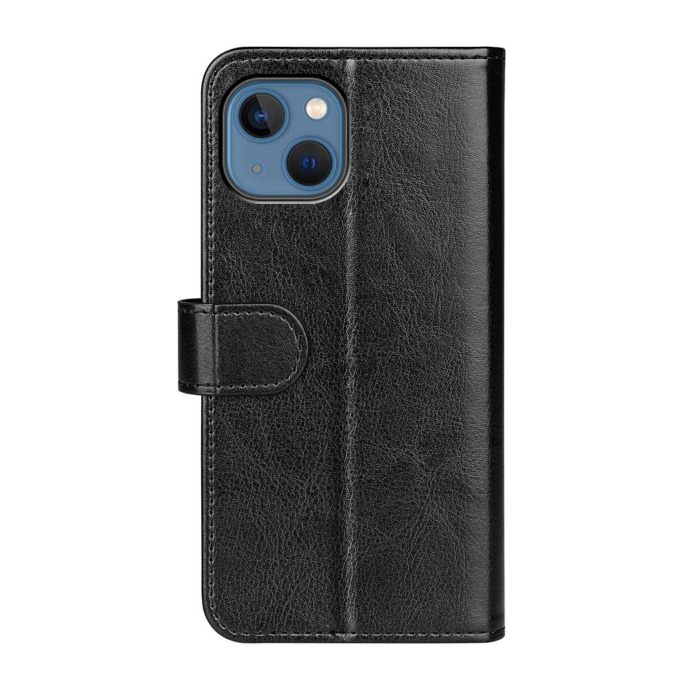 For iPhone 14 6.1 inch Well-protected Crazy Horse Texture Leather Folio Case Stand Magnetic Wallet Flip Anti-fall Cover - Black-8