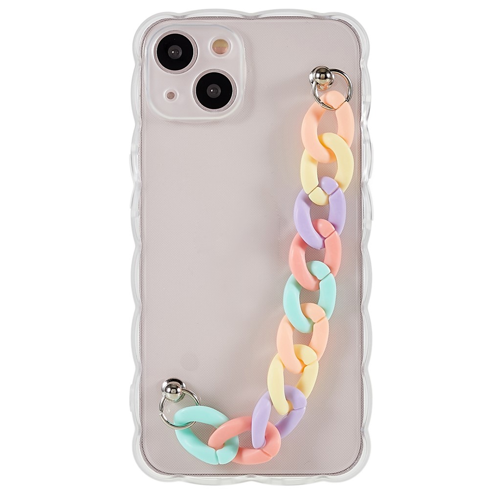 Precise Cutout Case for iPhone 13 6.1 inch Shockproof Phone Shell Strap Design Anti-drop Soft TPU Phone Cover - Colorful Strap-1