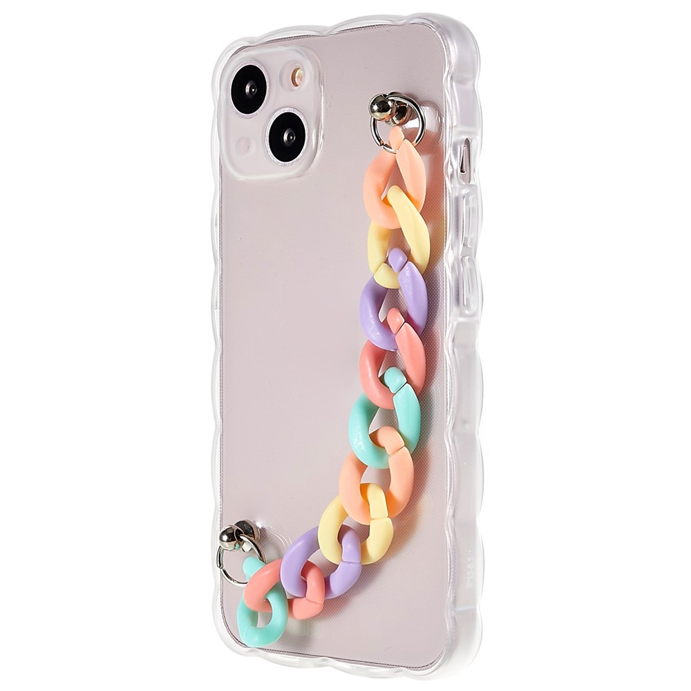 Precise Cutout Case for iPhone 13 6.1 inch Shockproof Phone Shell Strap Design Anti-drop Soft TPU Phone Cover - Colorful Strap-2