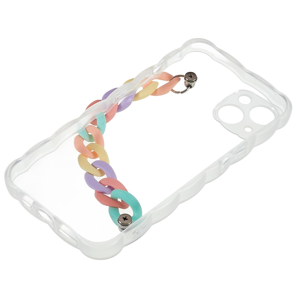 Precise Cutout Case for iPhone 13 6.1 inch Shockproof Phone Shell Strap Design Anti-drop Soft TPU Phone Cover - Colorful Strap-7