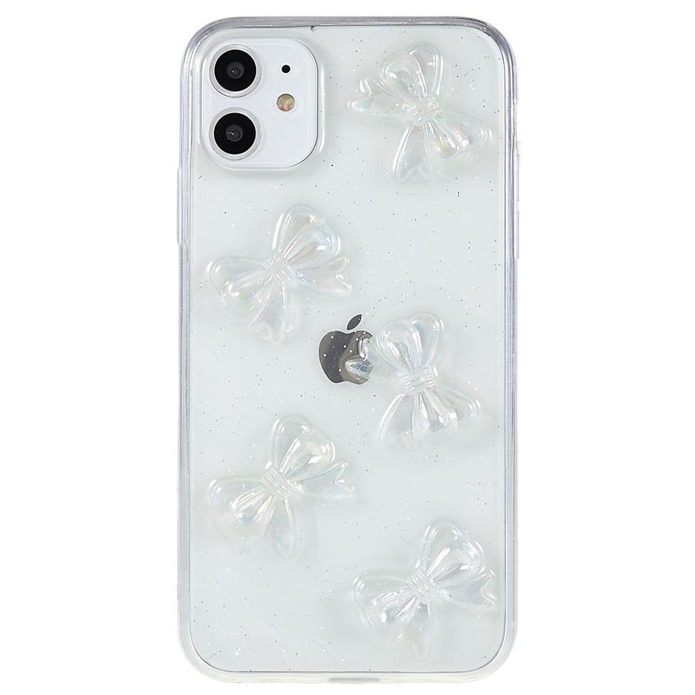 Anti-Scratch Case for iPhone 11 6.1 inch Epoxy TPU Phone Protector Shockproof Phone Cover Decorated with 3D Pattern - Bowknots