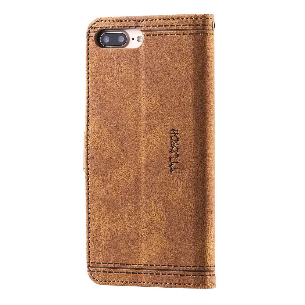 TTUDRCH 004 for iPhone 7 Plus/8 Plus 5.5 inch Wallet Style Splicing Design PU Leather Skin-touch Feeling Stand Anti-scratch Case with RFID Blocking Function - Brown-9
