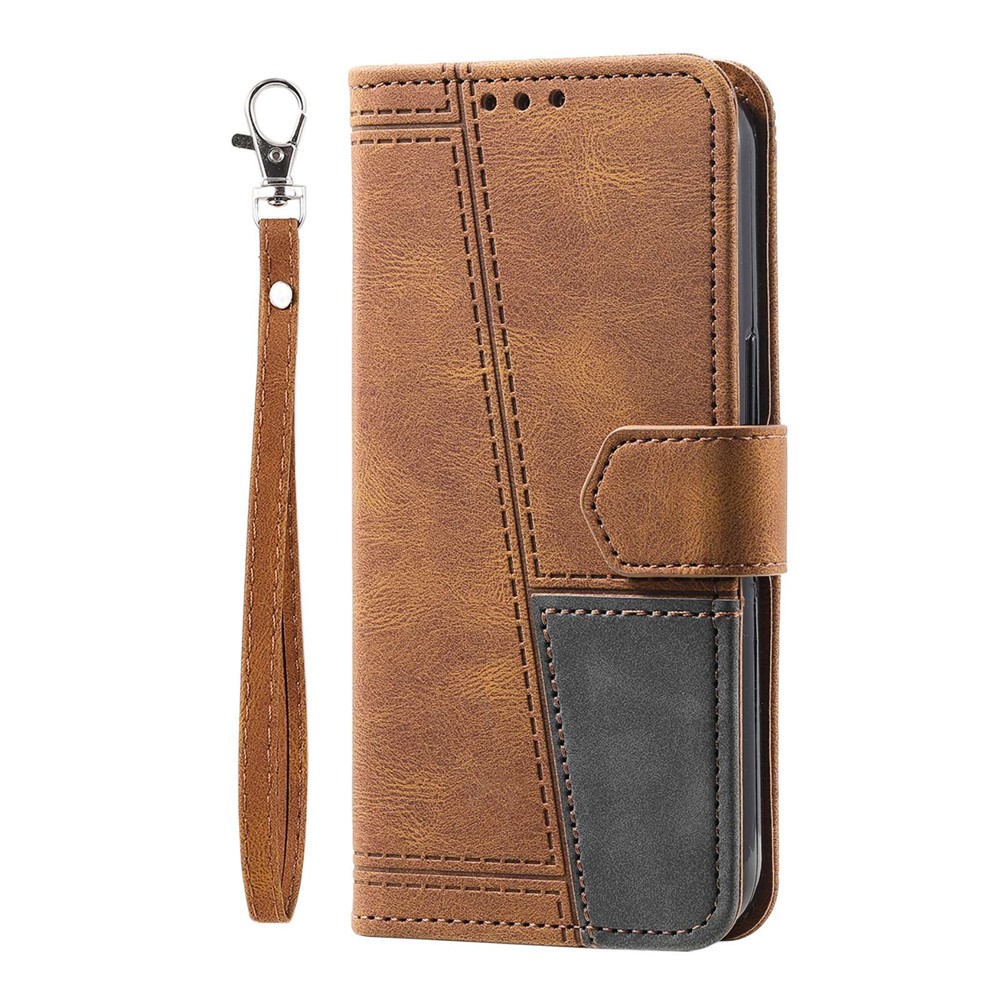 TTUDRCH 004 for iPhone 7/8 4.7 inch/SE (2020)/SE (2022) Shockproof Wallet Splicing Design PU Leather Skin-touch Feeling Stand Cover with RFID Blocking Function - Brown-8