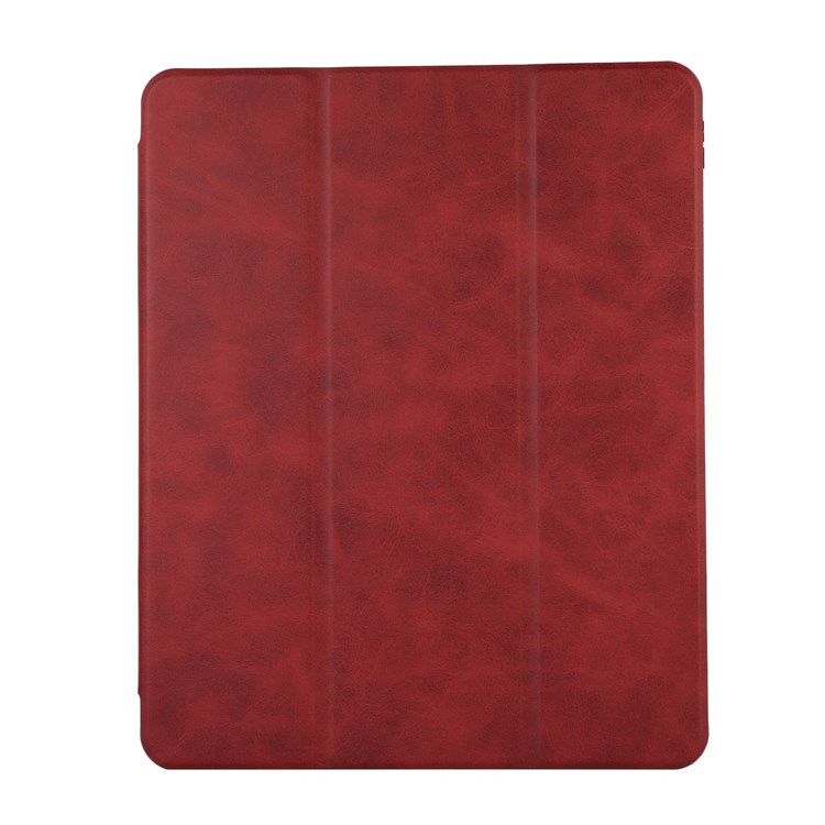 For iPad Pro 12.9-inch (2021)/(2020)/(2018) Trifold Stand Texture PU Leather Case Auto Sleep/Wake Smart Cover with Pen Holder - Red-8