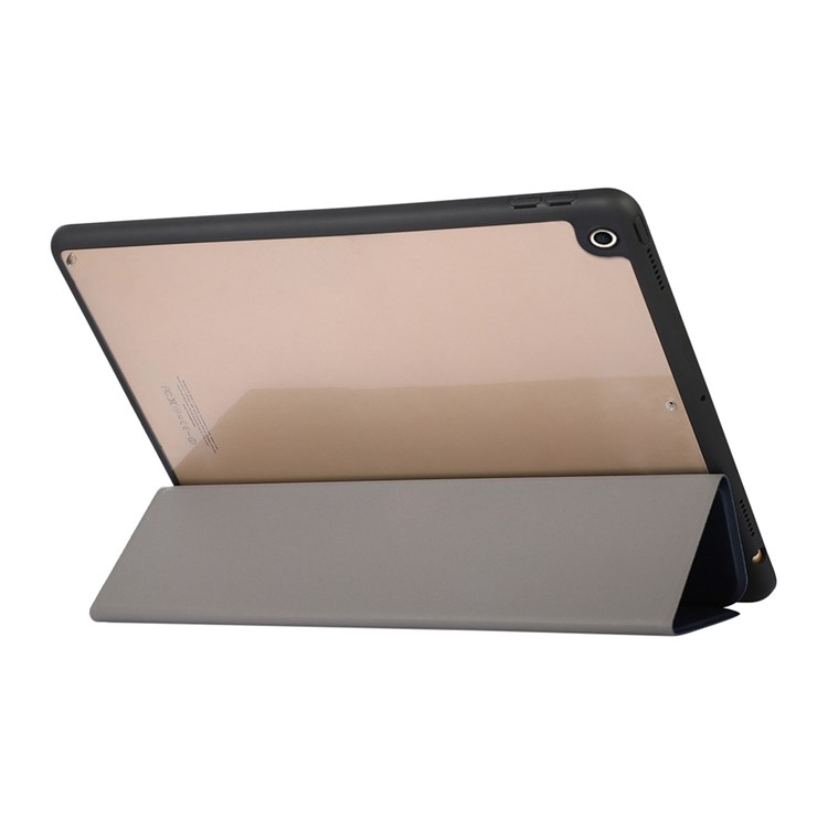 For iPad 10.2 (2021)/(2020)/(2019) Folio Texture PU Leather Tablet Case Pen Slot Design Business Trifold Stand Cover with Auto Wake/Sleep - Dark Blue-6