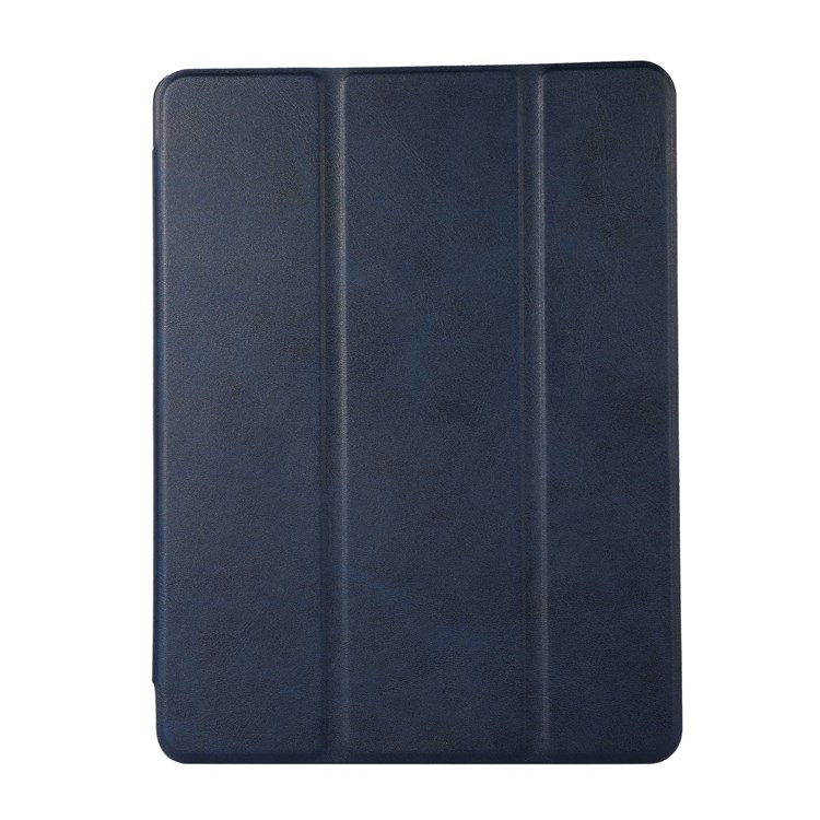 For iPad 10.2 (2021)/(2020)/(2019) Folio Texture PU Leather Tablet Case Pen Slot Design Business Trifold Stand Cover with Auto Wake/Sleep - Dark Blue-8