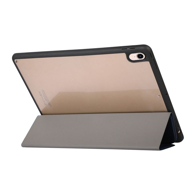For iPad mini (2021) Texture PU Leather Trifold Stand Cover Full Body Protection Auto Wake/Sleep Smart Case Shell with Pencil Holder - Dark Blue-6