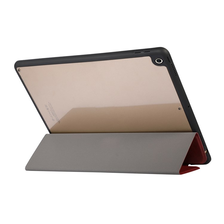 For iPad 9.7-inch (2017)/(2018)/iPad Air (2013)/iPad Air 2 Tablet Case PU Leather Trifold Stand Auto Wake/Sleep Smart Cover Shell with Pen Holder - Red-6