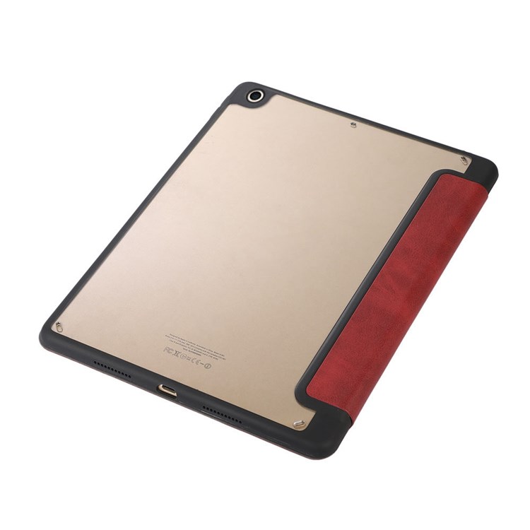 For iPad 9.7-inch (2017)/(2018)/iPad Air (2013)/iPad Air 2 Tablet Case PU Leather Trifold Stand Auto Wake/Sleep Smart Cover Shell with Pen Holder - Red-7