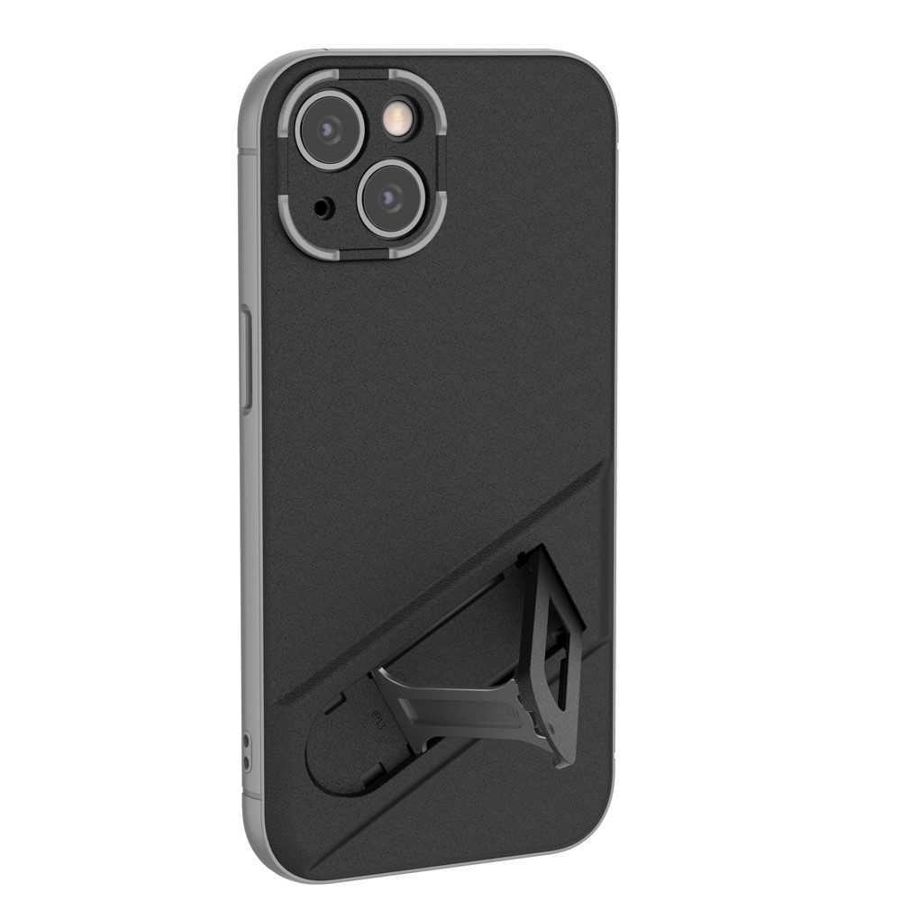 For iPhone 13 6.1 inch PC+TPU Phone Case Built-in Kickstand Anti-scratch Well-protected Phone Cover - Black-3