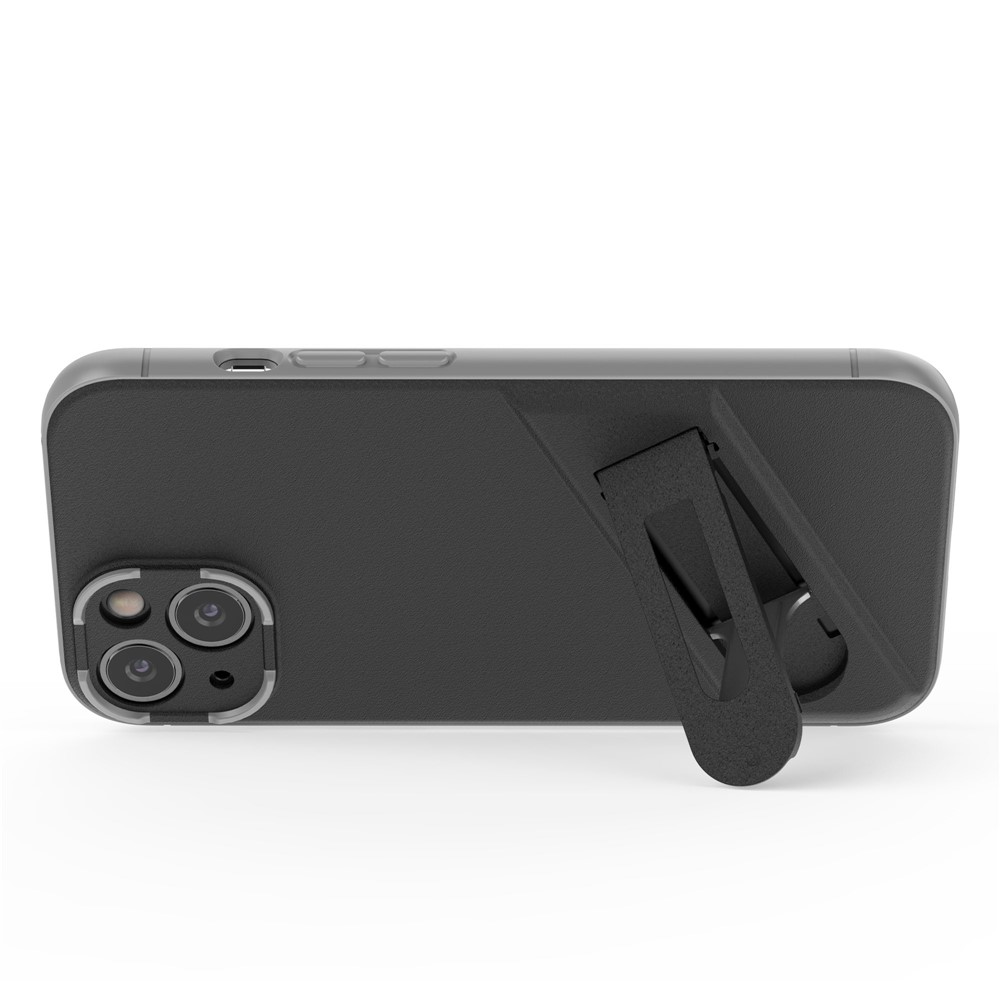 For iPhone 13 6.1 inch PC+TPU Phone Case Built-in Kickstand Anti-scratch Well-protected Phone Cover - Black-8