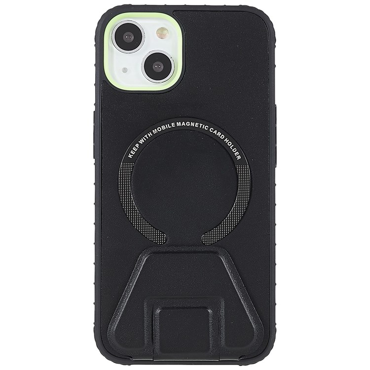 MUTURAL Simplism Series for iPhone 13 6.1 inch Kickstand Phone Case PU Leather Coated PC + TPU Shockproof Non-Slip Grip Protective Cover - Black-2
