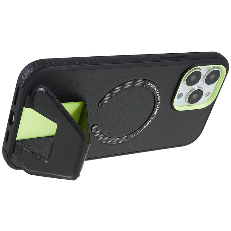 MUTURAL Simplism Series for iPhone 13 Pro Max 6.7 inch PU Leather Coated PC + TPU Hybrid Protective Case Vertical and Horizontal Kickstand Phone Cover - Black-8