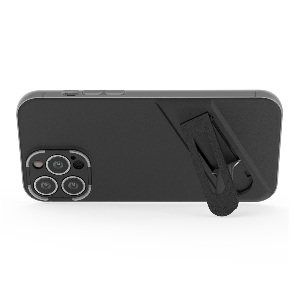 For iPhone 13 Pro Max 6.7 inch Built-in Kickstand PC+TPU Phone Case Anti-fall Wear-resistant Mobile Phone Cover - Black-5