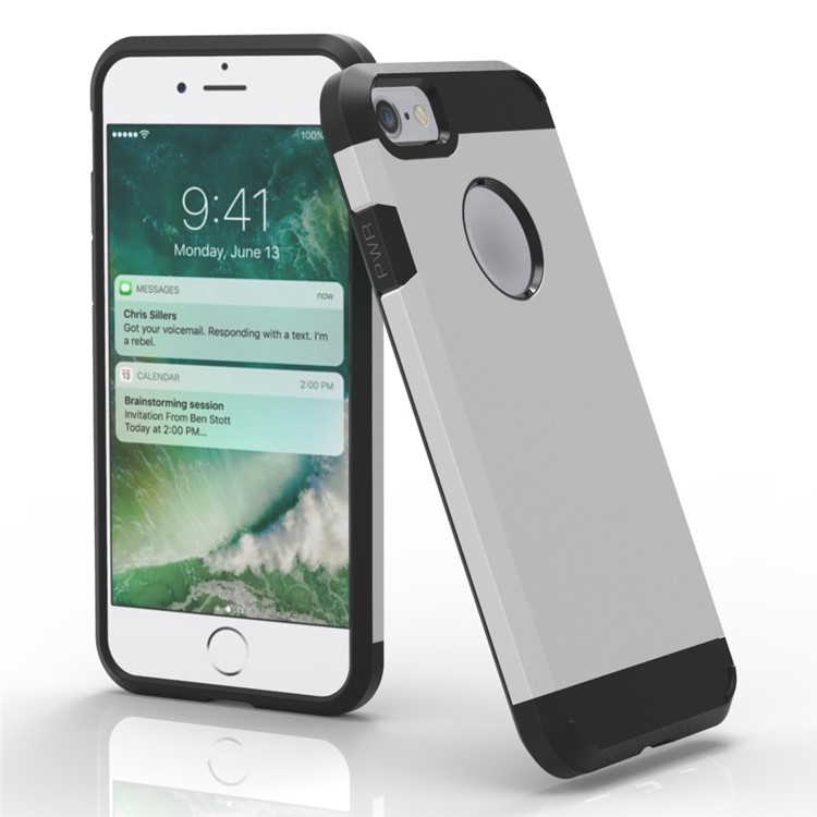 Slim Guard Plastic + TPU Shell Case for iPhone SE 2 (2020)/8/7 4.7 Inch - Silver-4
