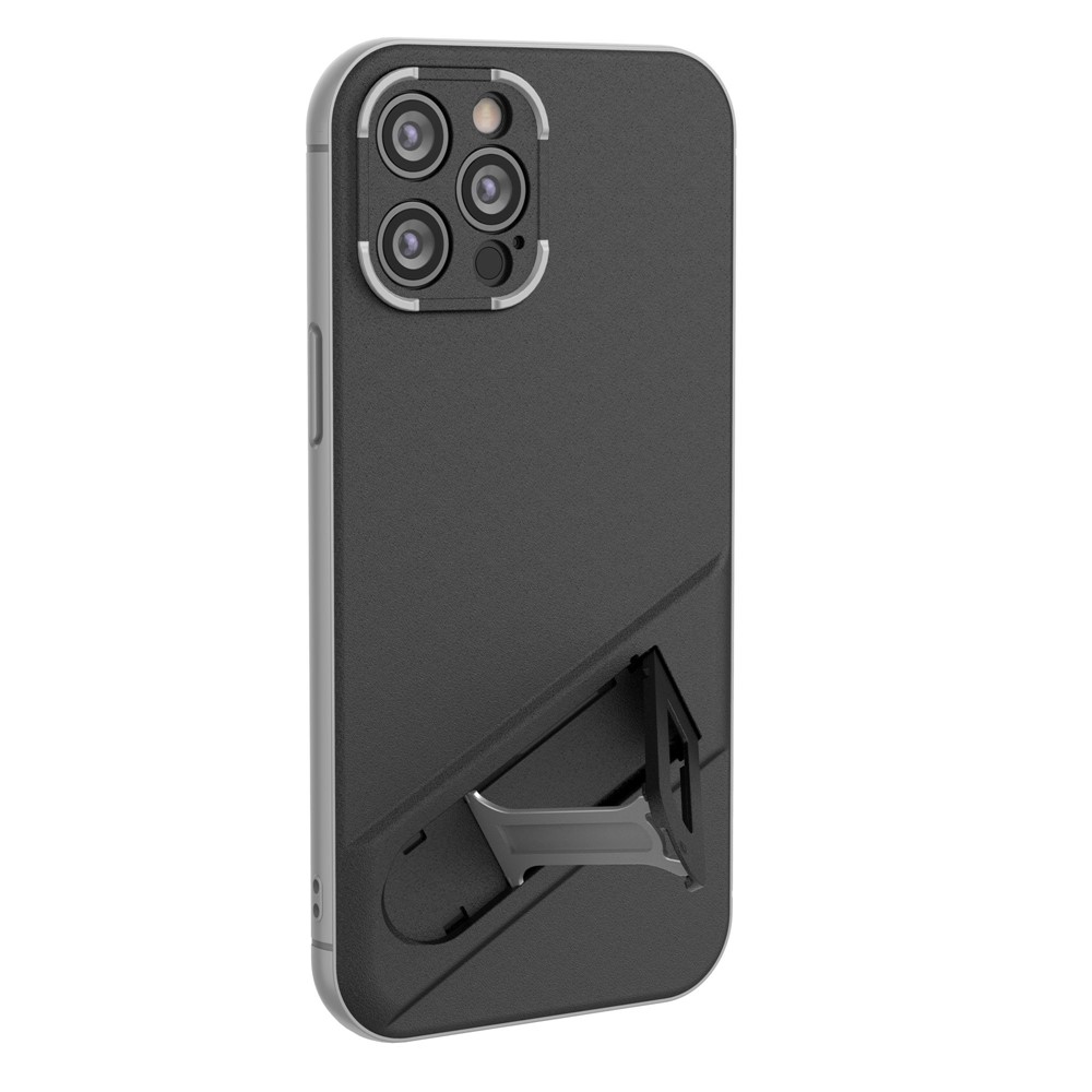 For iPhone 12 Pro Max 6.7 inch Kickstand Function PC+TPU Precise Cutout Phone Case Protective Shell - Black Blue-2