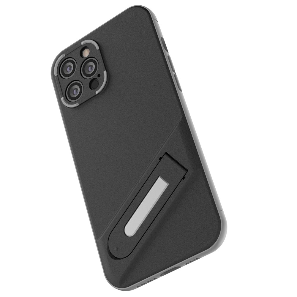 For iPhone 12 Pro Max 6.7 inch Kickstand Function PC+TPU Precise Cutout Phone Case Protective Shell - Black Blue-9