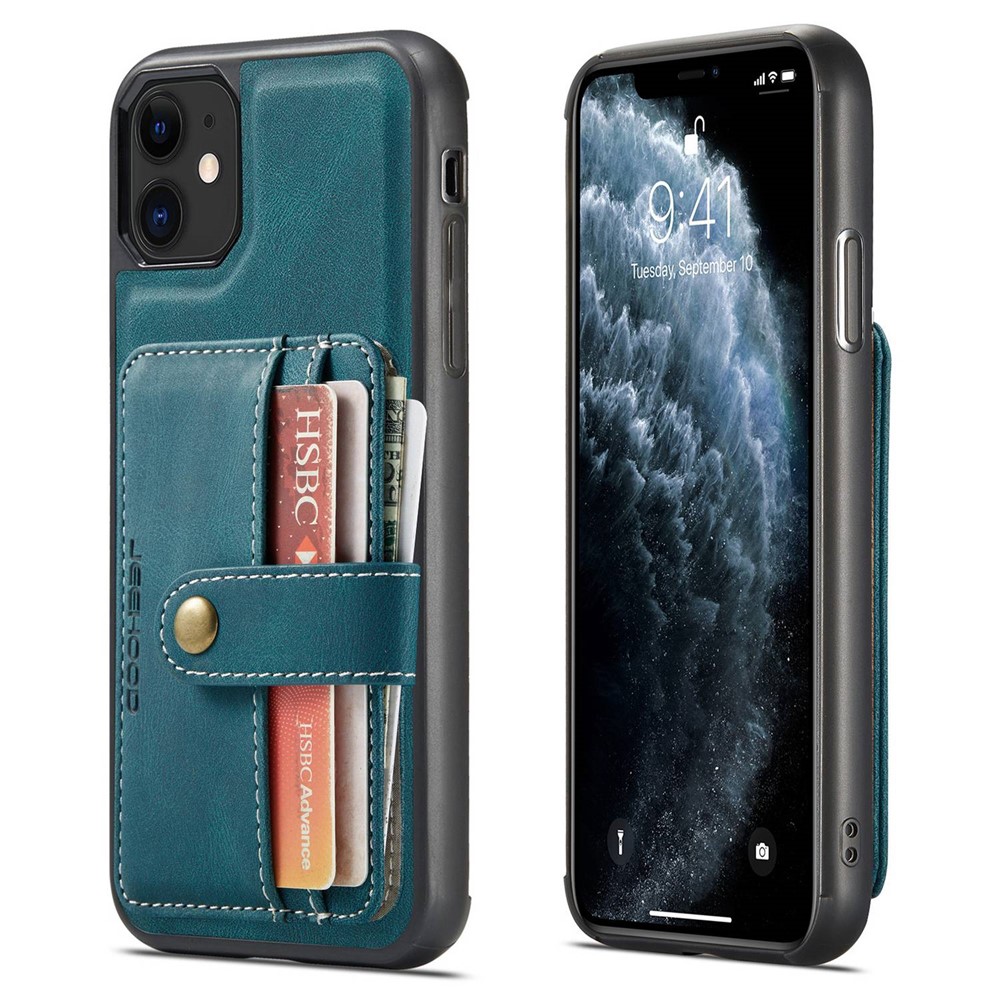 JEEHOOD Shockproof Wallet Phone Case for iPhone 11 6.1 inch RFID Blocking Anti-fall Phone Cover Scratch Resistant Protector Support Wireless Charging - Blue