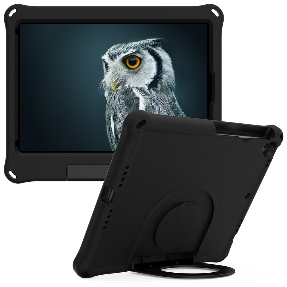 For iPad 10.2 (2019)/(2020)/(2021) EVA Shockproof Tablet Case Protective Cover with Ring Kickstand - Black