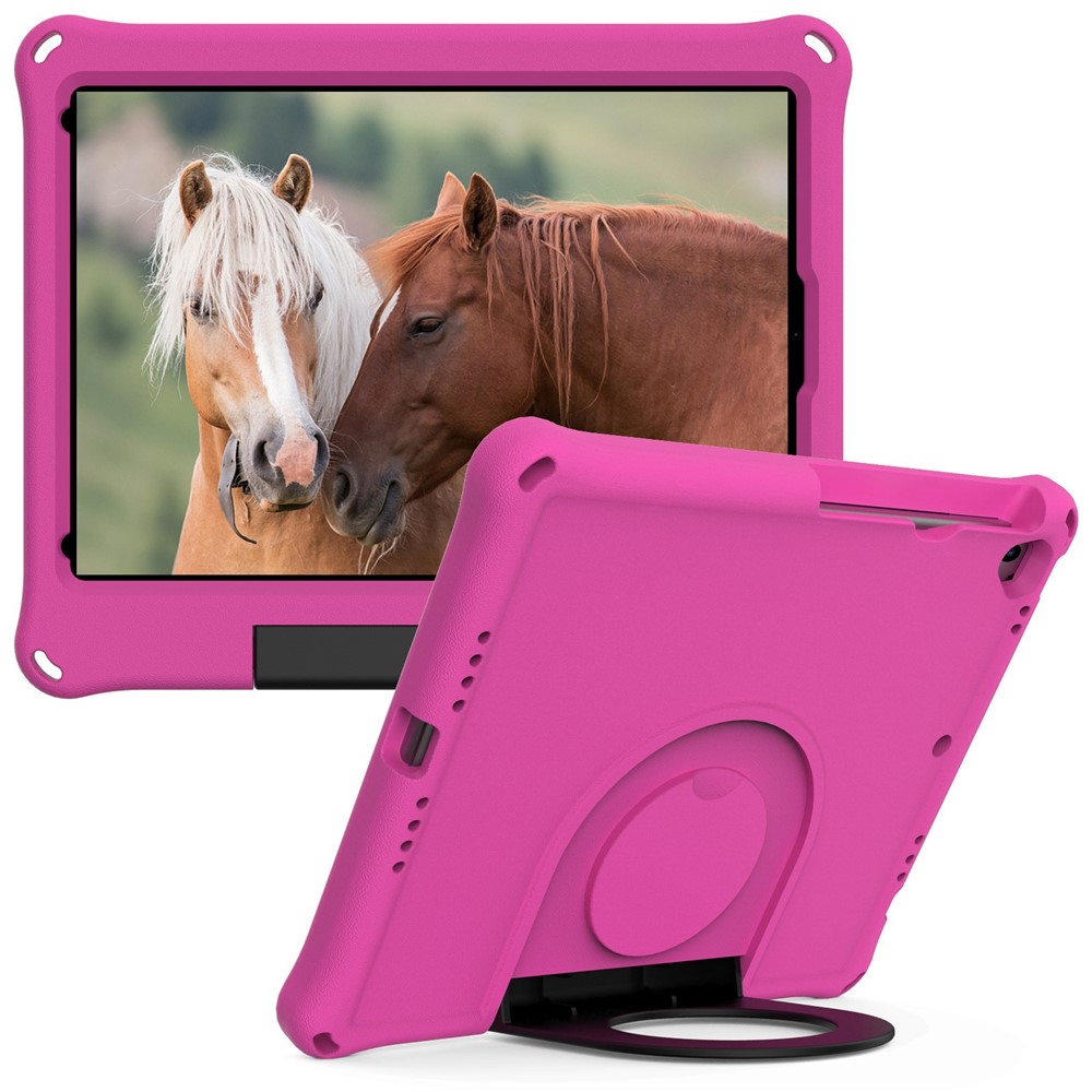 For iPad 10.2 (2019)/(2020)/(2021) EVA Shockproof Tablet Case Protective Cover with Ring Kickstand - Rose