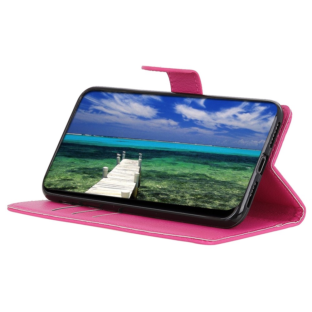 For iPhone 14 Max 6.7 inch Litchi Texture Anti-fall Protection PU Leather Cover Stand Magnetic Wallet Cell Phone Case - Rose-2