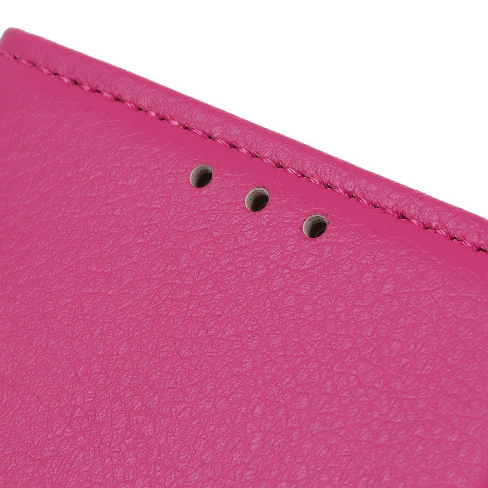 For iPhone 14 Max 6.7 inch Litchi Texture Anti-fall Protection PU Leather Cover Stand Magnetic Wallet Cell Phone Case - Rose-5