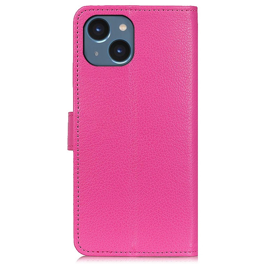 For iPhone 14 Max 6.7 inch Litchi Texture Anti-fall Protection PU Leather Cover Stand Magnetic Wallet Cell Phone Case - Rose-9