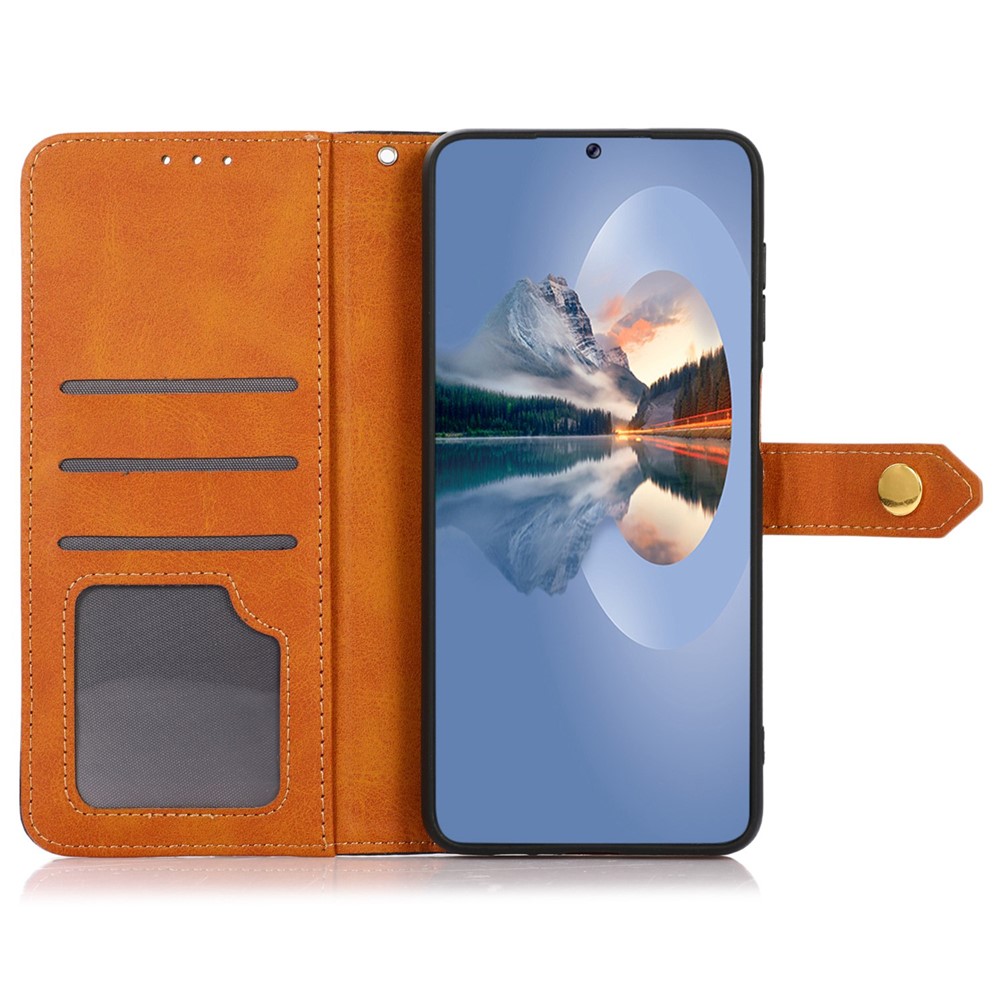 KHAZNEH for iPhone 14 Pro Max 6.7 inch Phone Protector Foldable Stand Shell Dual Color Leather Flip Wallet Phone Case with Buckle - Black-2