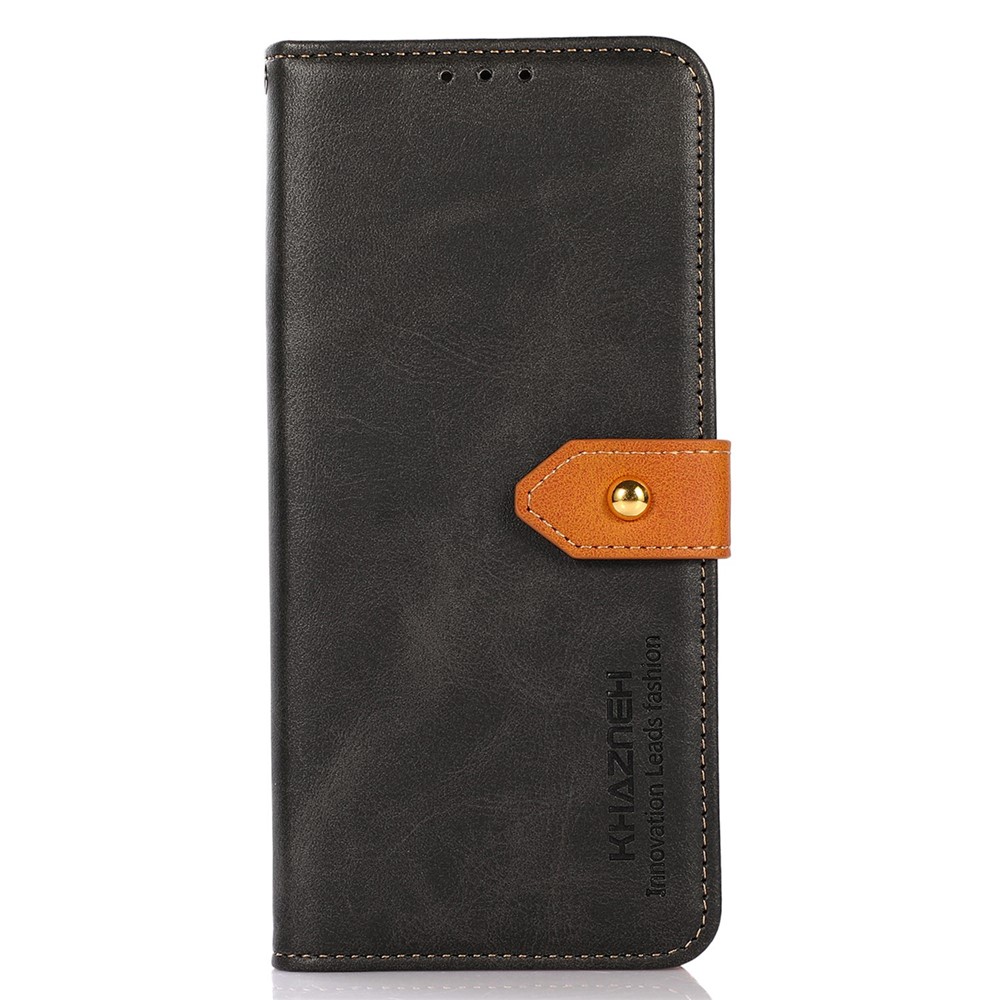 KHAZNEH for iPhone 14 Pro Max 6.7 inch Phone Protector Foldable Stand Shell Dual Color Leather Flip Wallet Phone Case with Buckle - Black-6