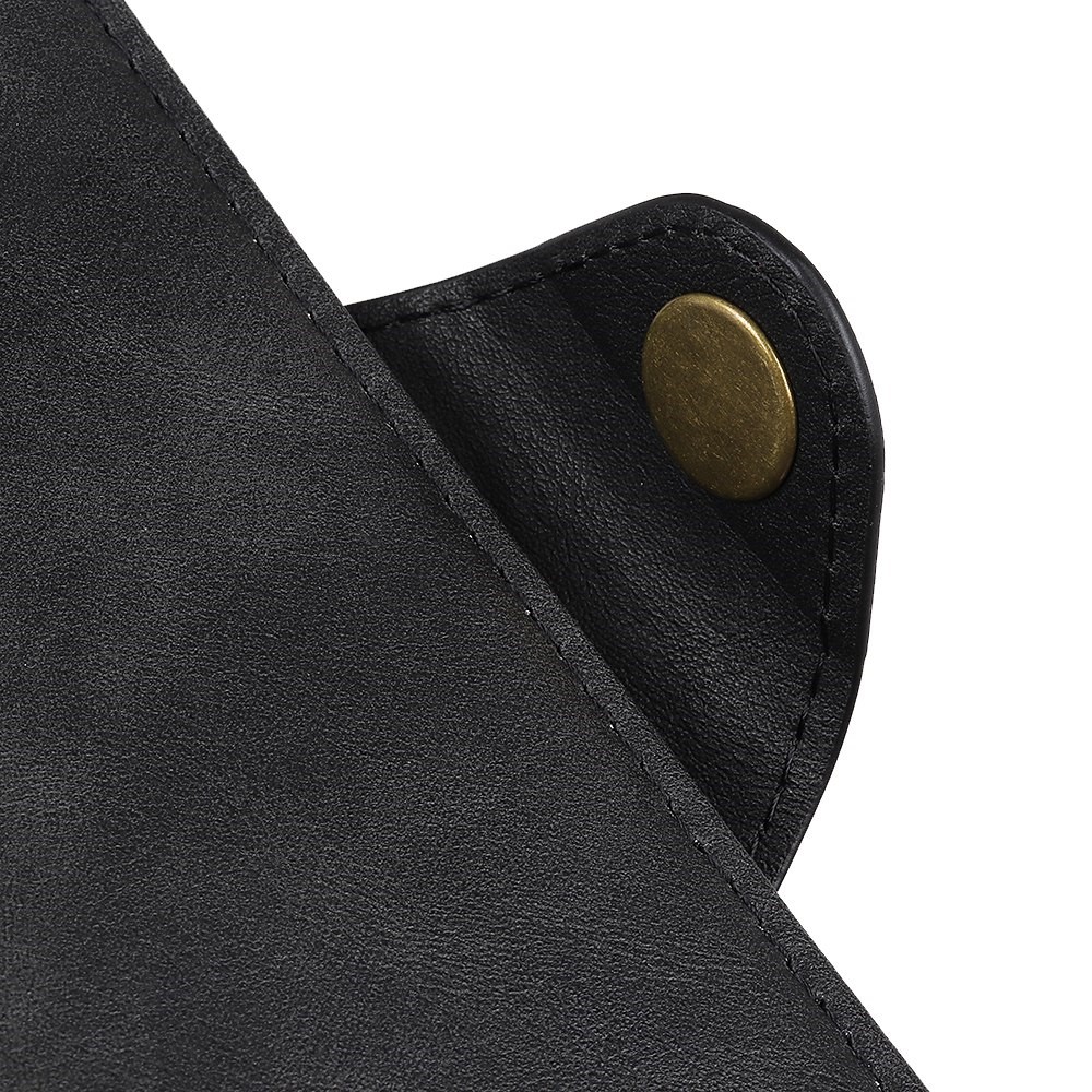 For iPhone 14 6.1 inch Anti-fall PU Leather Stand Wallet Case Brass Buckle Magnetic Clasp Full Body Protection Phone Cover - Black-5