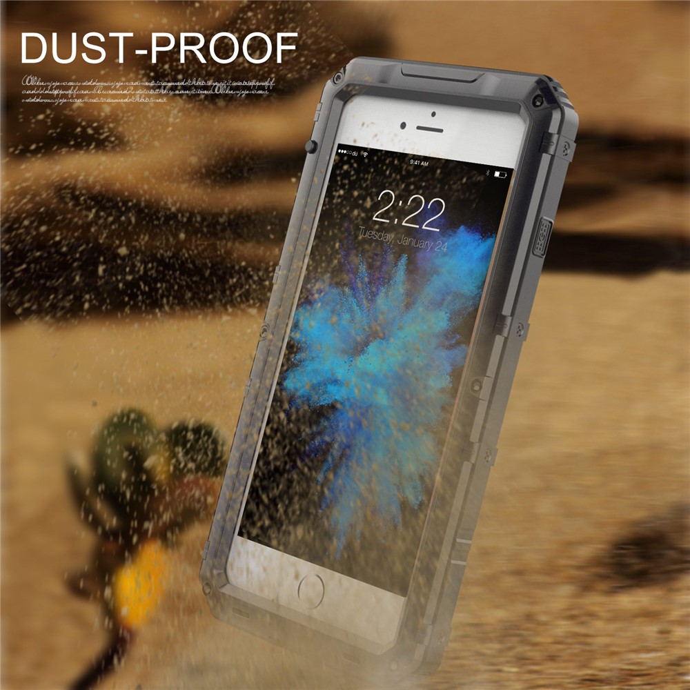 For iPhone 7/8 4.7 inch / SE (2022)/(2020) Shockproof Waterproof Plastic+Metal+Tempered Glass Phone Protective Cover Drop-proof Case - Black-3