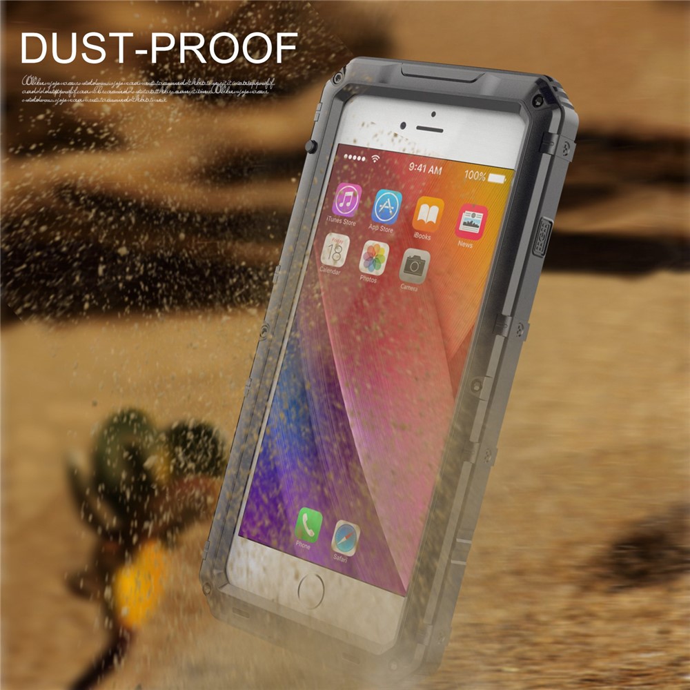 For iPhone 7 Plus 5.5 inch/8 Plus 5.5 inch Shockproof Waterproof Dust-proof Plastic+Metal+Tempered Glass Phone Full-protection Cover Drop-proof Case - Black-3