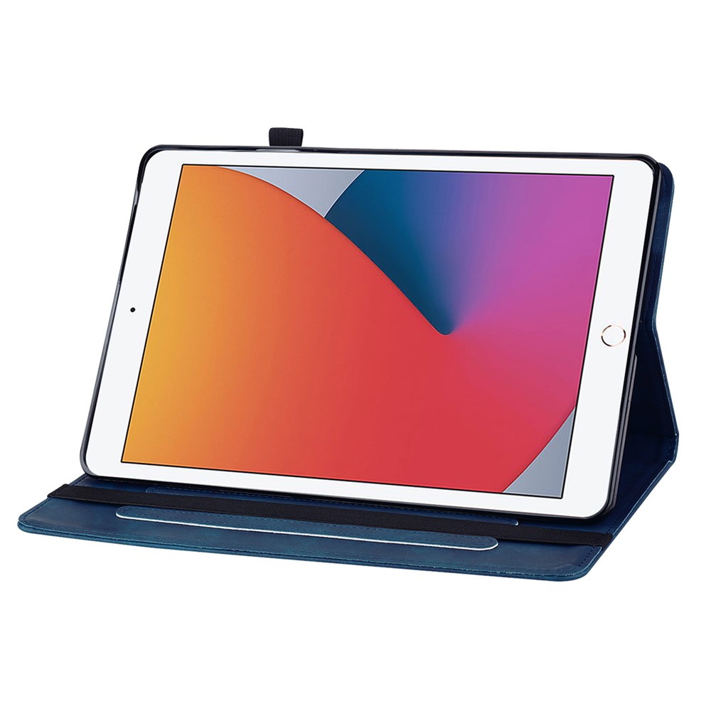 For iPad 9.7-inch (2018)/9.7-inch (2017)/iPad Air 2/iPad Air (2013) Anti-drop Solid Color Tablet Case with Zipper Pocket Shockproof PU Leather Tablet Wallet Stand with Card Slots - Dark Blue-2
