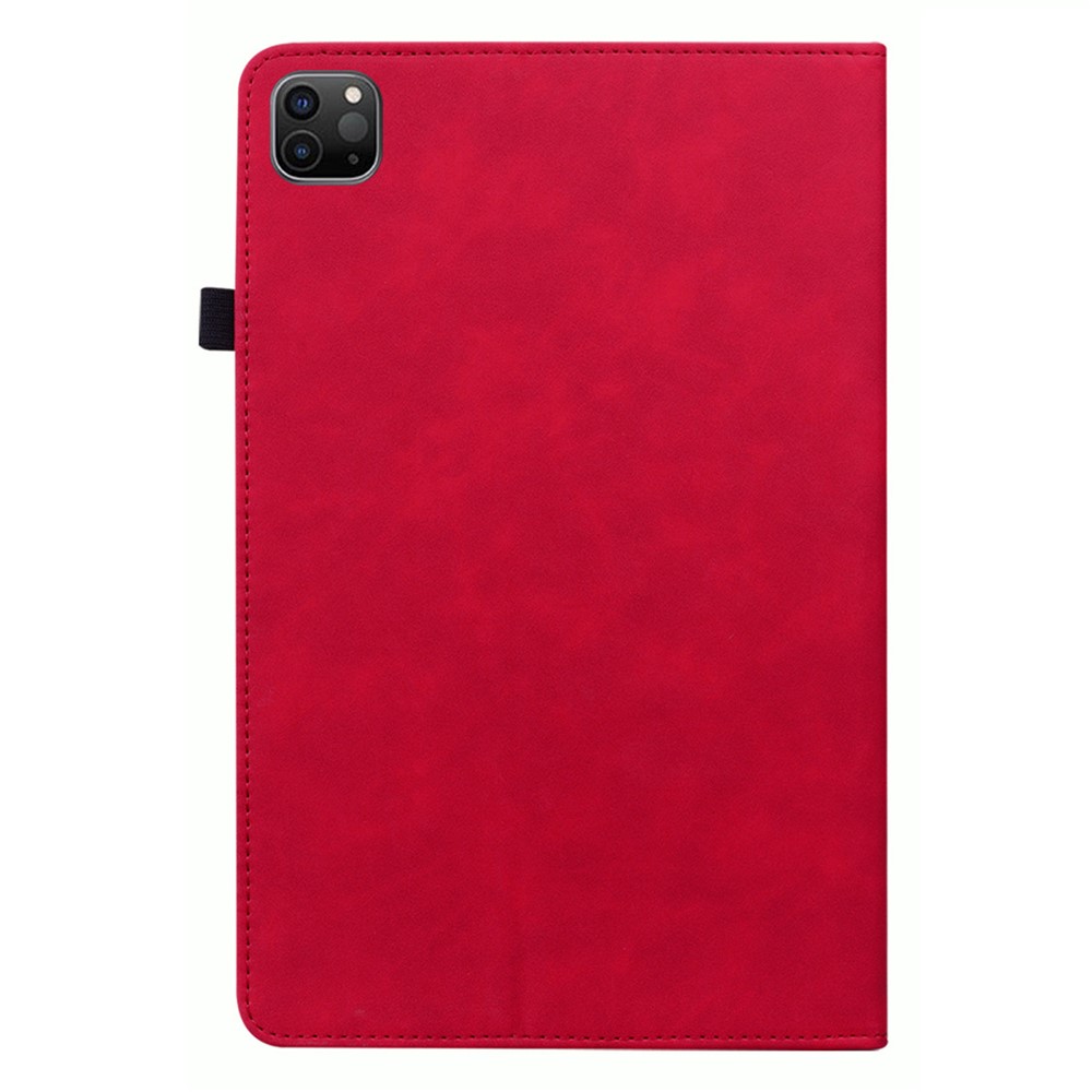 For iPad Pro 12.9-inch (2020)/(2021) Solid Color Tablet Case with Zipper Pocket Shockproof PU Leather Tablet Protective Cover Wallet Design Stand Reinforced Covering Shell - Red-5