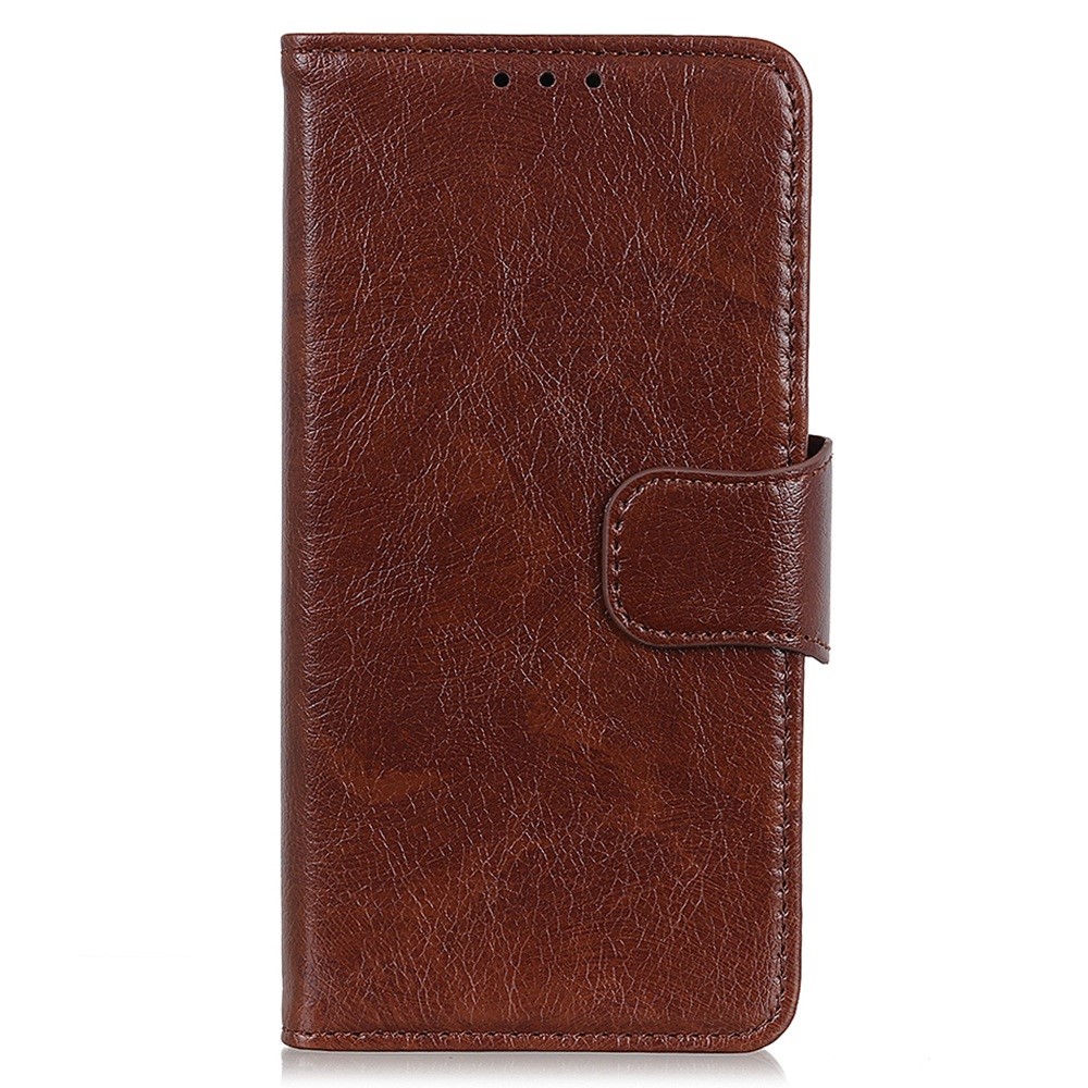 For iPhone 14 Pro 6.1 inch Split Leather Nappa Texture Phone Case with Magnetic Closure Stand Wallet Shockproof Phone Cover - Brown-6