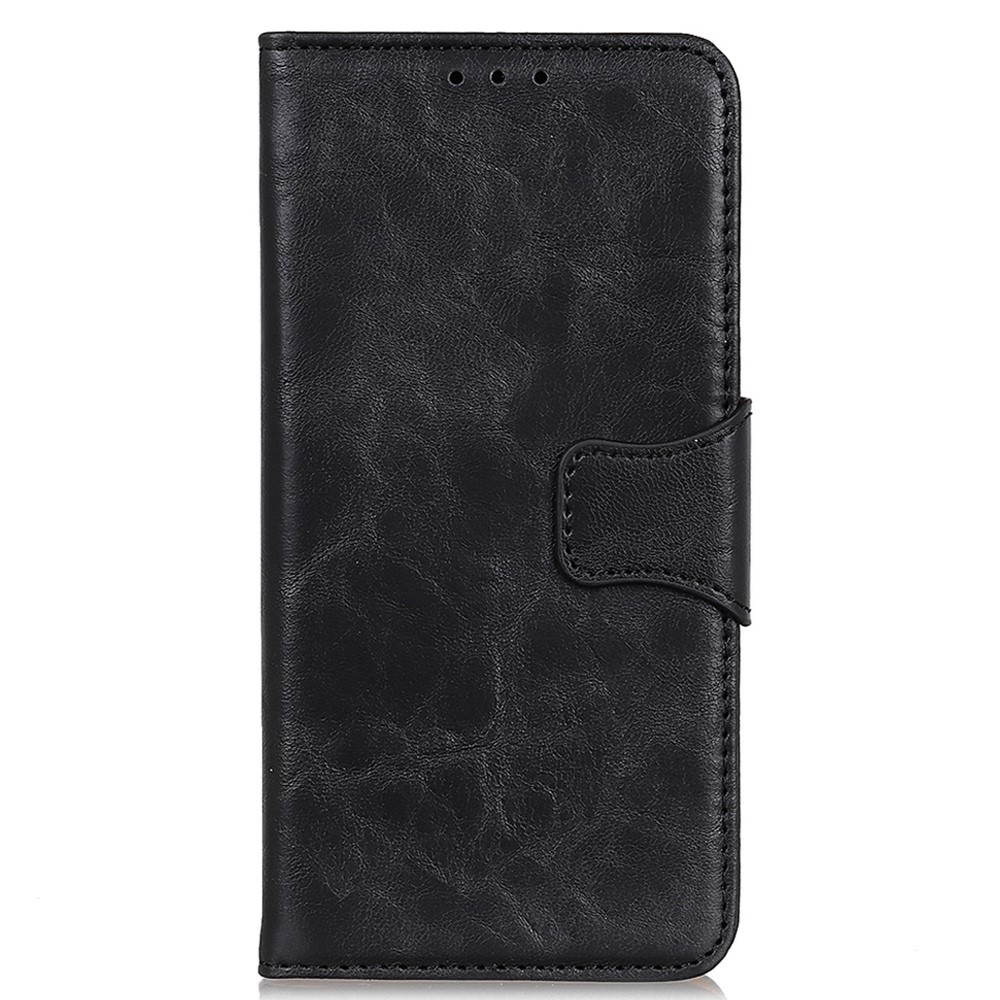 For iPhone 14 6.1 inch Phone Covering Shell Crazy Horse Texture Split Leather Case Viewing Stand Flip Wallet Shockproof Cover - Black-6