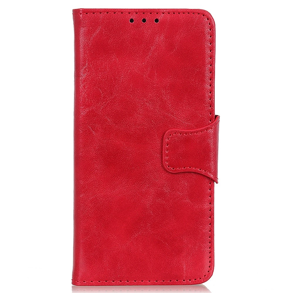 For iPhone 14 Pro 6.1 inch Crazy Horse Texture Split Leather Case Anti-scratch Phone Cover Viewing Stand Flip Wallet Shockproof Cellphone Shell - Red-6