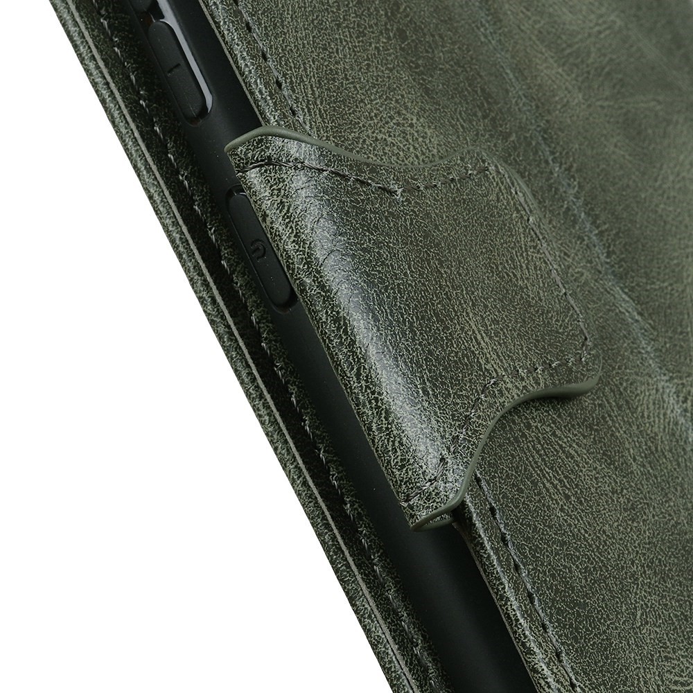For iPhone 14 Pro Max 6.7 inch Wallet Case Crazy Horse Texture PU Leather Magnetic Closure Stand Function Protective Cover - Blackish Green-5