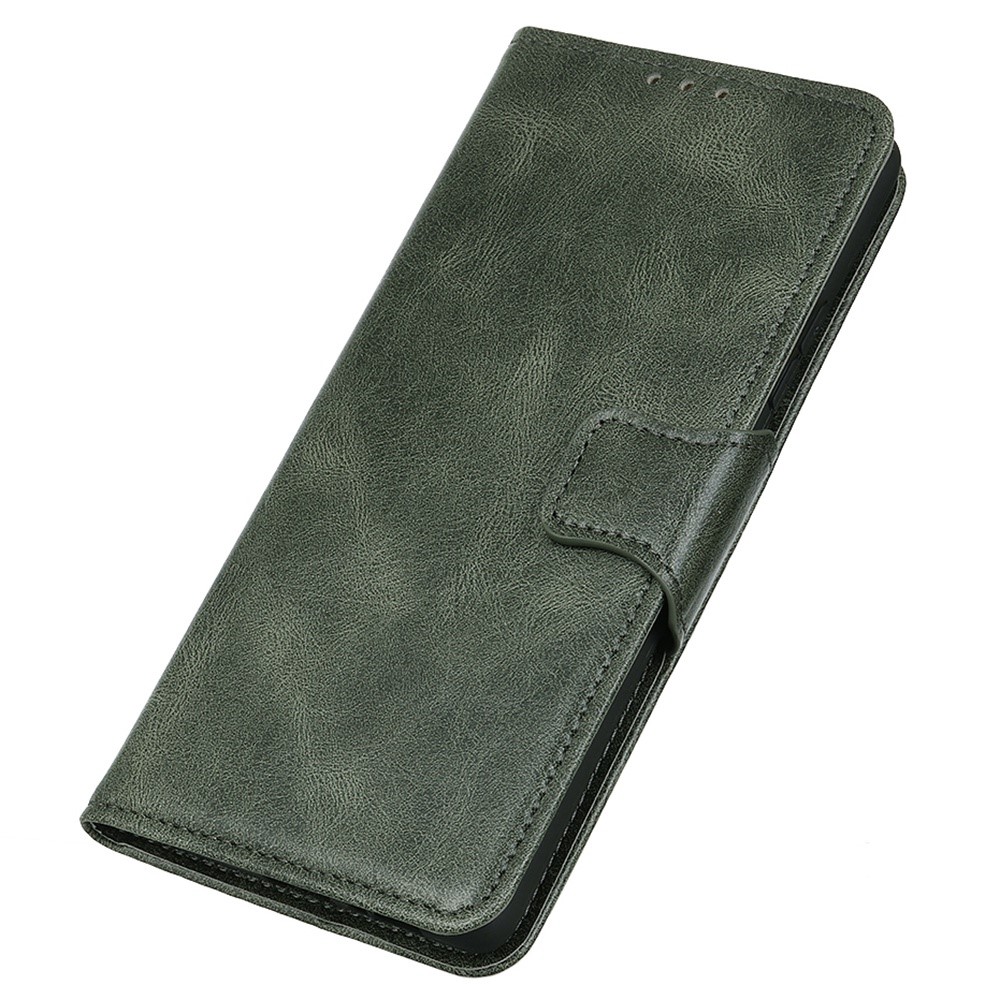 For iPhone 14 Pro Max 6.7 inch Wallet Case Crazy Horse Texture PU Leather Magnetic Closure Stand Function Protective Cover - Blackish Green-6